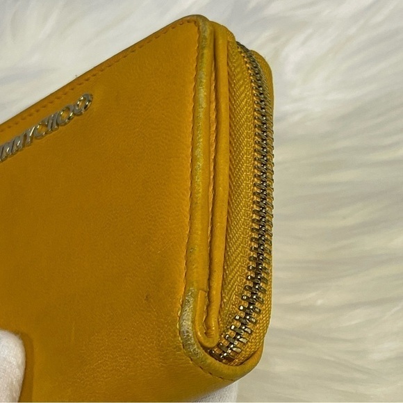 JIMMY CHOO conpact leather zip wallet in mustard - Picture 5 of 17